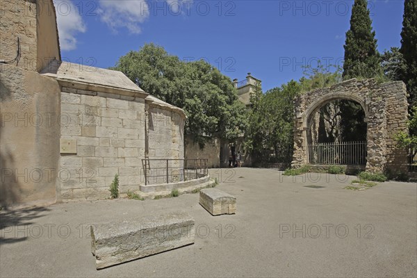 Chapelle St-Jean de Moustiers with historic archway, historic, Saint, chapel, Place St-Blaise,
