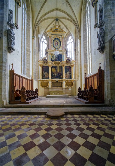Altar in Halle Cathedral, Halle Cathedral, interior view, Halle an der Saale, Saxony-Anhalt,