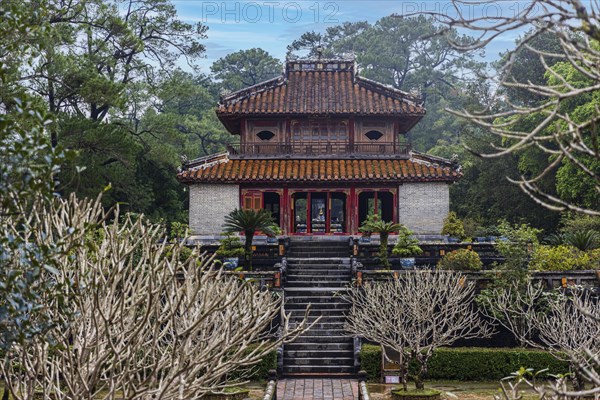 Imperial Minh Mang Tomb in Hue city, Vietnam. A UNESCO World Heritage Site. Beautiful day with blue