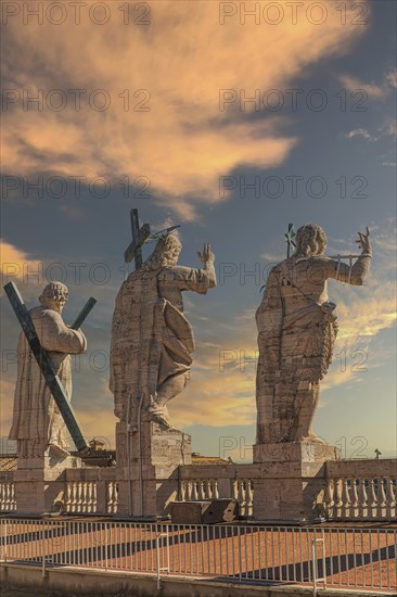 Statues of the Saints at sunset overlkooking St. Peter's Square