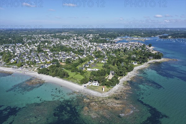 Aerial view of the coast of Loctudy, Finistere Penn ar Bed department, Brittany Breizh region,