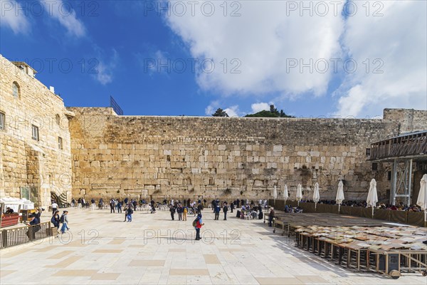 The Western Wailing Wall of Ancient Temple Jerusalem Israel. Built in 100BC by Herod the Great on