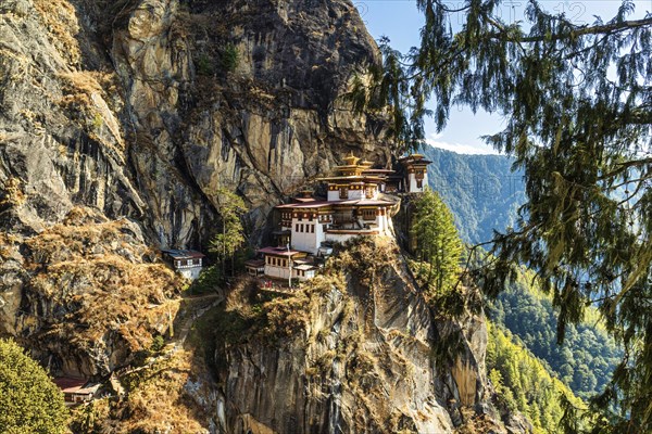 View of Taktshang Monastery on the mountain in Paro, Bhutan, Asia