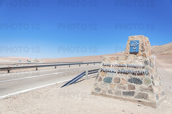 Sign at the entrance road leading to the VLT telescopes at Paranal Observatory