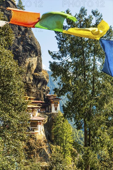 View of Taktshang Monastery on the mountain in Paro, Bhutan, Asia