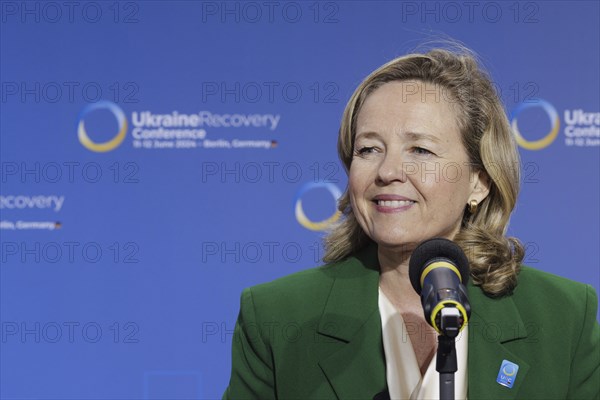 Nadia CalviâˆšÂ±o, European Investment Bank, at the Door step, Ukraine Recovery Conference URC in
