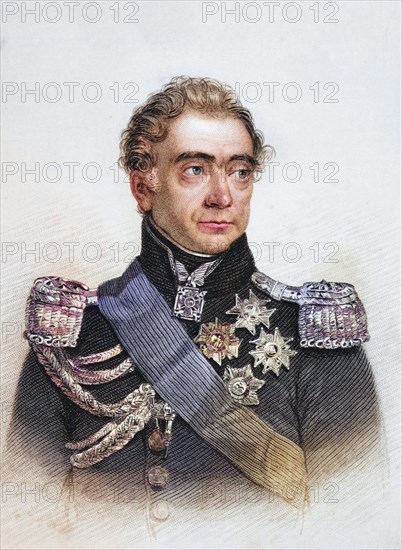 Auguste Frederic Louis Viesse de Marmont, Duke of Raguse, 1774-1852, French Marshal. Painted by R.