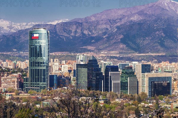 Skyline of Santiago de Chile with modern office buildings in 2010