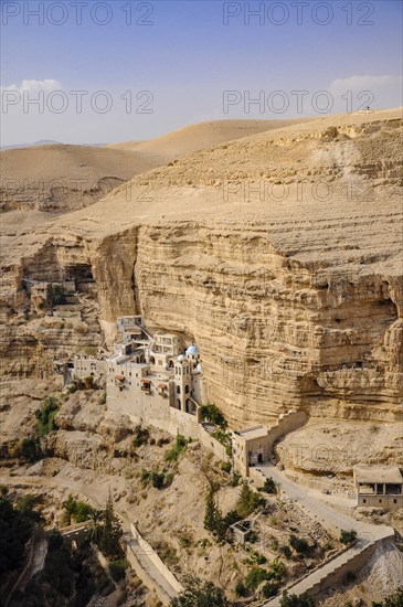 St. George Orthodox Monastery is located in Wadi Qelt. The sixth-century cliff-hanging complex,