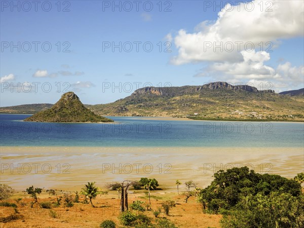 Sunny day at the north cap of Madagascar with the sugarloaf island at Diego Suarez