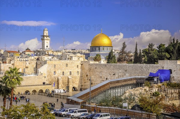 Dome of the Rock above the Western Wall Plaza