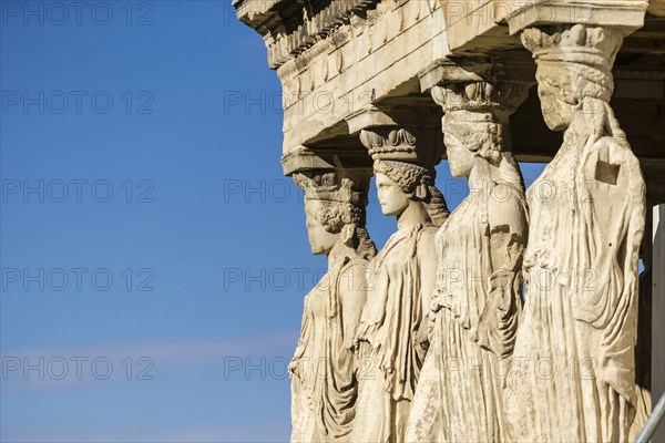 Statues of Erechtheion temple in Athens Greece