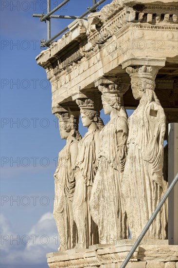 Statues of Erechtheion temple in Athens Greece