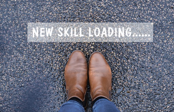 Progress, words new skill loading, education concept, having a goal, online learning, knowledge is