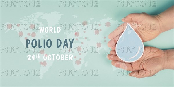 World polio day in october, awareness for Poliomyelitis, virus transmitted by contaminated water,