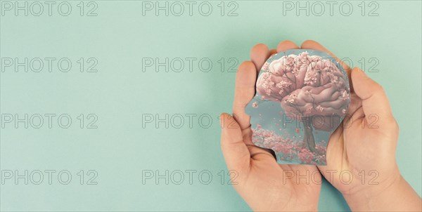 Human mind with blooming tree, freedom, hope and positive thinking, idea and imaginaton concept,