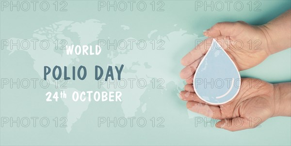 World polio day in october, awareness for Poliomyelitis, virus transmitted by contaminated water,