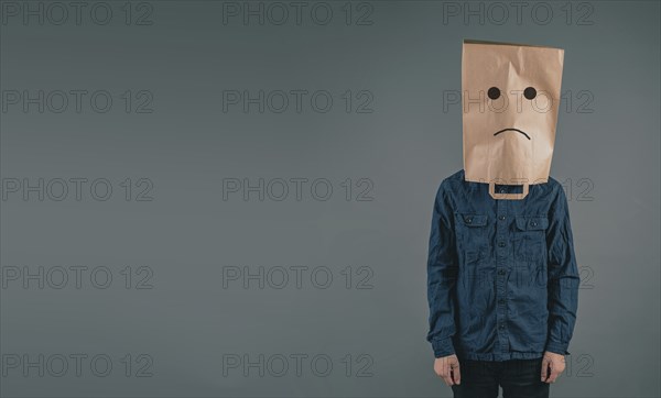 Sad face, depression, frustration and negativity, mental health concept, hopeless and stressed