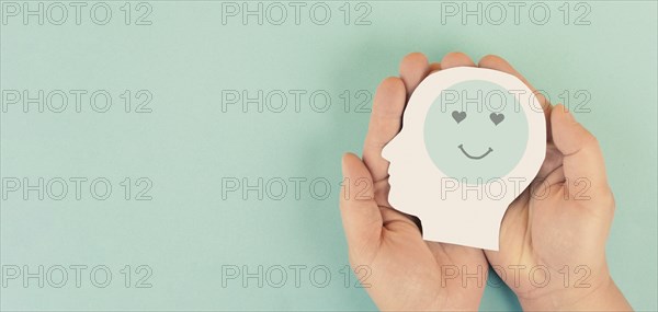 Happy smiling face, love and emotion, mental health concept, positive thinking mind and attitude,