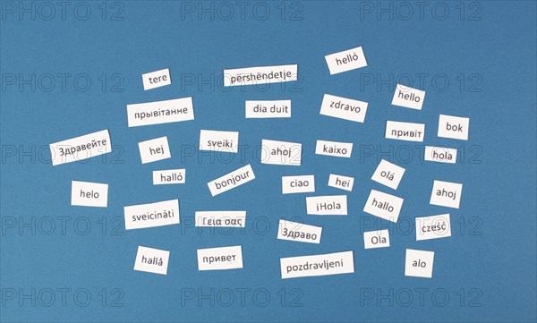 European languages, word hello in different language spoken in Europe, concept of multilingual