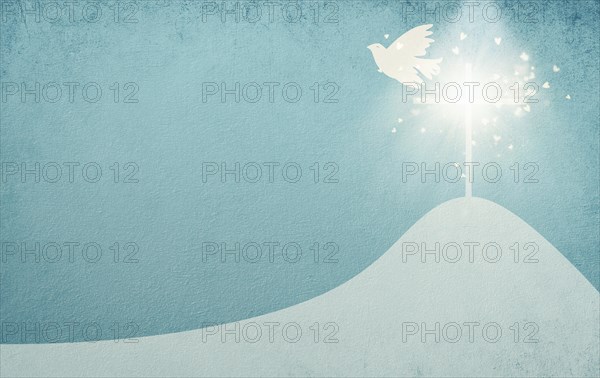 Pentecost sunday, dove and religious cross, Holy Spirit, Jesus Christ, Christianity, belief and
