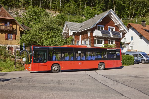 Südbadenbus bus service at the Unterdorf bus stop in Geschwend, Todtnau, Black Forest, Lorrach