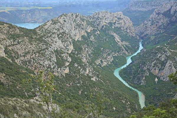 Gorges du Verdon, Verdon Gorge and reservoir Lac de Sainte-Croix with mountain landscape, Verdon,