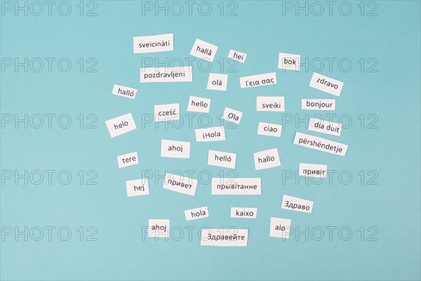 European languages, word hello in different language spoken in Europe, concept of multilingual