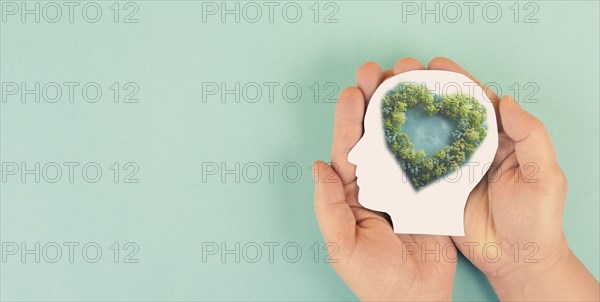 Trees and plants forming a heart, planet earth, green forest and woodland, environment concept,