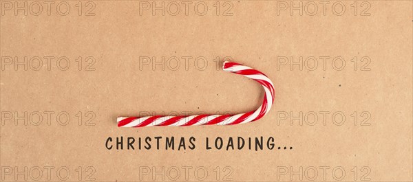 Candy cane loading bar for christmas, seasonal holidays, xmas greeting card, copy space