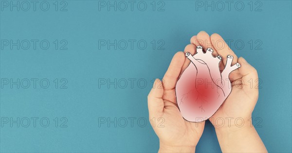 Heart attack, Myocarditis disease, inflammation of the muscle, thrombosis andcardiac stress, hands