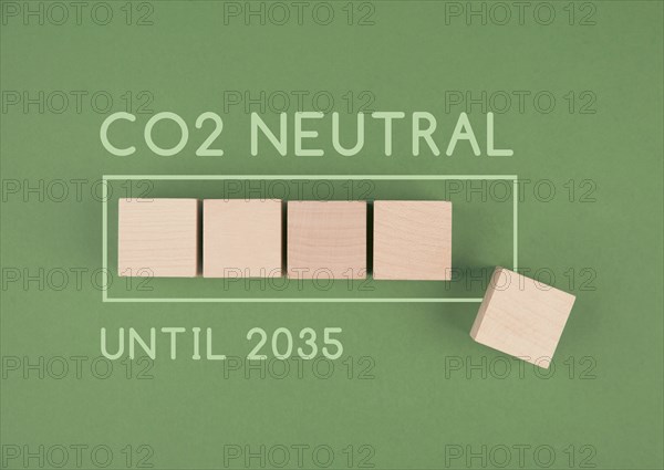 CO2 emission neutral until 2035, loading bar for green energy, carbon reduce footprint, sustainable