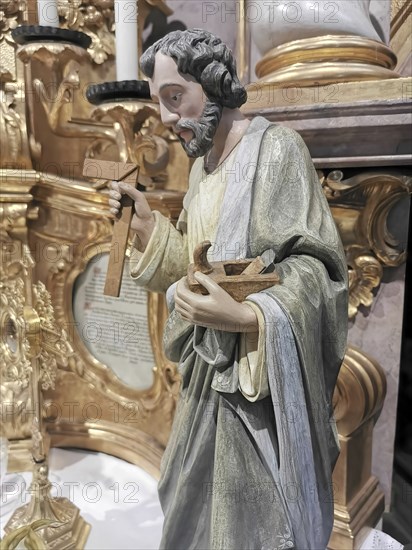 St Joseph as a carpenter at the altar of the pilgrimage church of the Assumption of the Virgin Mary