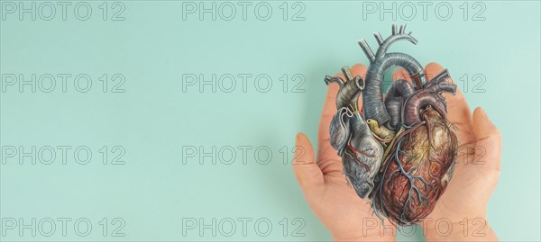Heart attack, Myocarditis disease, inflammation of the muscle, thrombosis andcardiac stress, hands