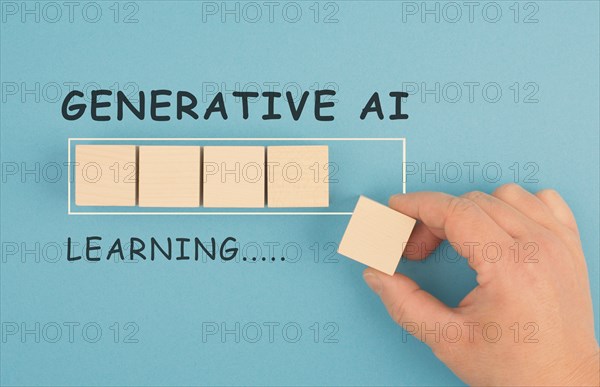 Generative AI learning, loading bar, artificial intelligence in progress, technology in competition