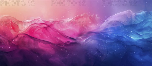 Abstract gradient art with flowing pink, purple, and blue shapes and a starry effect, AI generated
