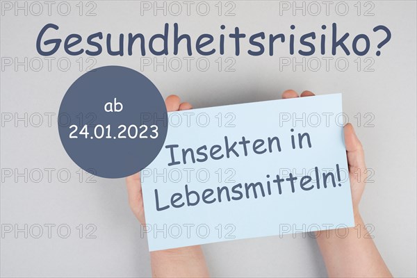 Insects in food, health risk is standing in german language on the paper, new EU regualtion for