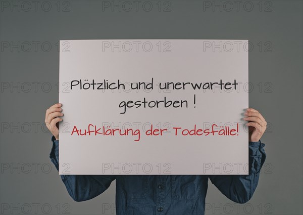 Died suddenly and unexpectedly, clarification of death rate is standing in german language on the