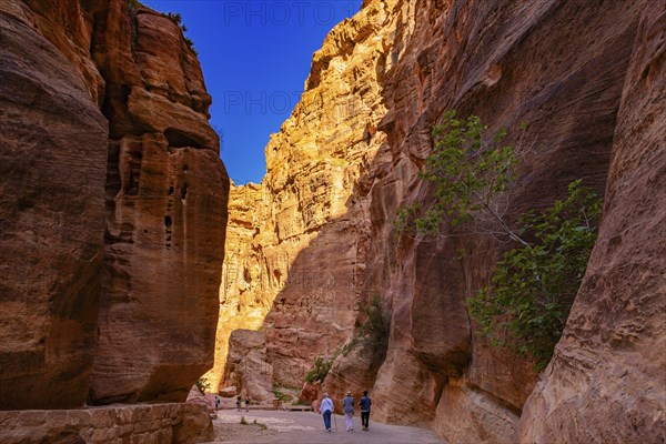 Walking across the Siq, Petra, Jordan, Asia