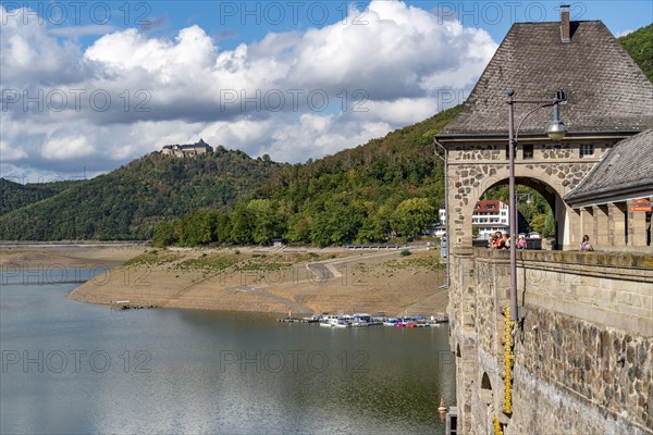 Lake Edersee, near Waldeck, the third largest reservoir in Germany, currently has only just under