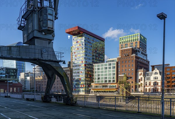Media Harbour, Düsseldorf, old and modern architecture in the former harbour, a mixture of offices,