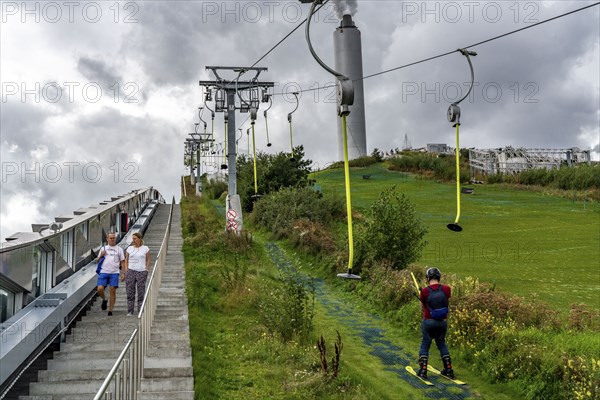 CopenHill, waste incineration plant and artificial ski slope, skiing with a view of the Oresund,