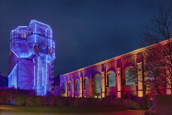 Glass elephant illuminated night Hamm Germany