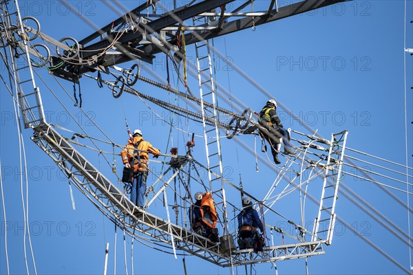 New construction of a 380 kV extra-high-voltage overhead line, with 23 pylons over a length of 7.5