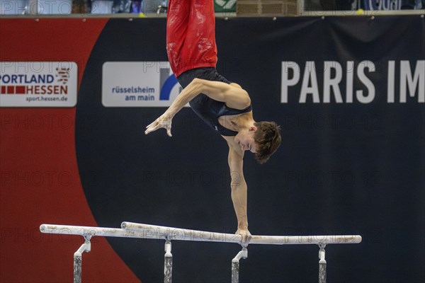 22.06.2024: Olympic qualification in apparatus gymnastics in Rüsselsheim Picture: Timo Eder on high