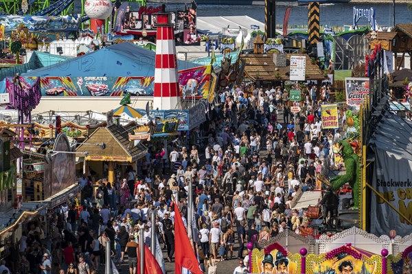 The Rhine Fair in Düsseldorf, in the Rhine meadows in the Oberkassel district, on the Rhine, North