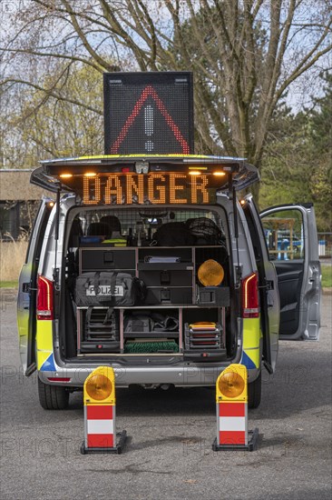 Police car, motorway police, Mercedes Benz Vito, with special warning technology, LED strip lights,