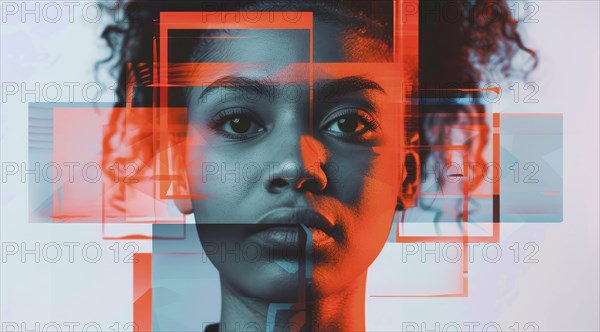 Social Identity concept. Racial and other profiling, Facial recognition. Privacy online, AI