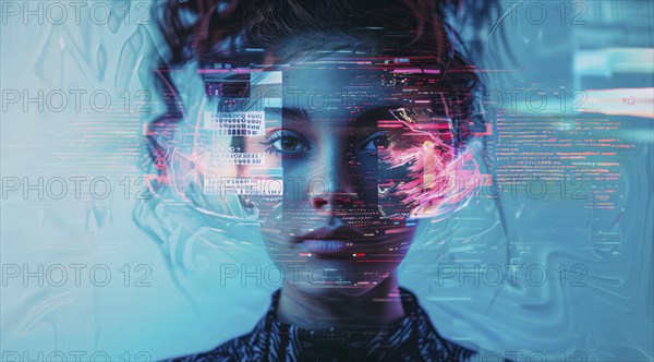 Social Identity concept. Racial and other profiling, Facial recognition. Privacy online, AI