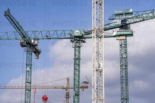 Construction sites in the east of Hafencity Hamburg, office building, new district on the Elbe, on